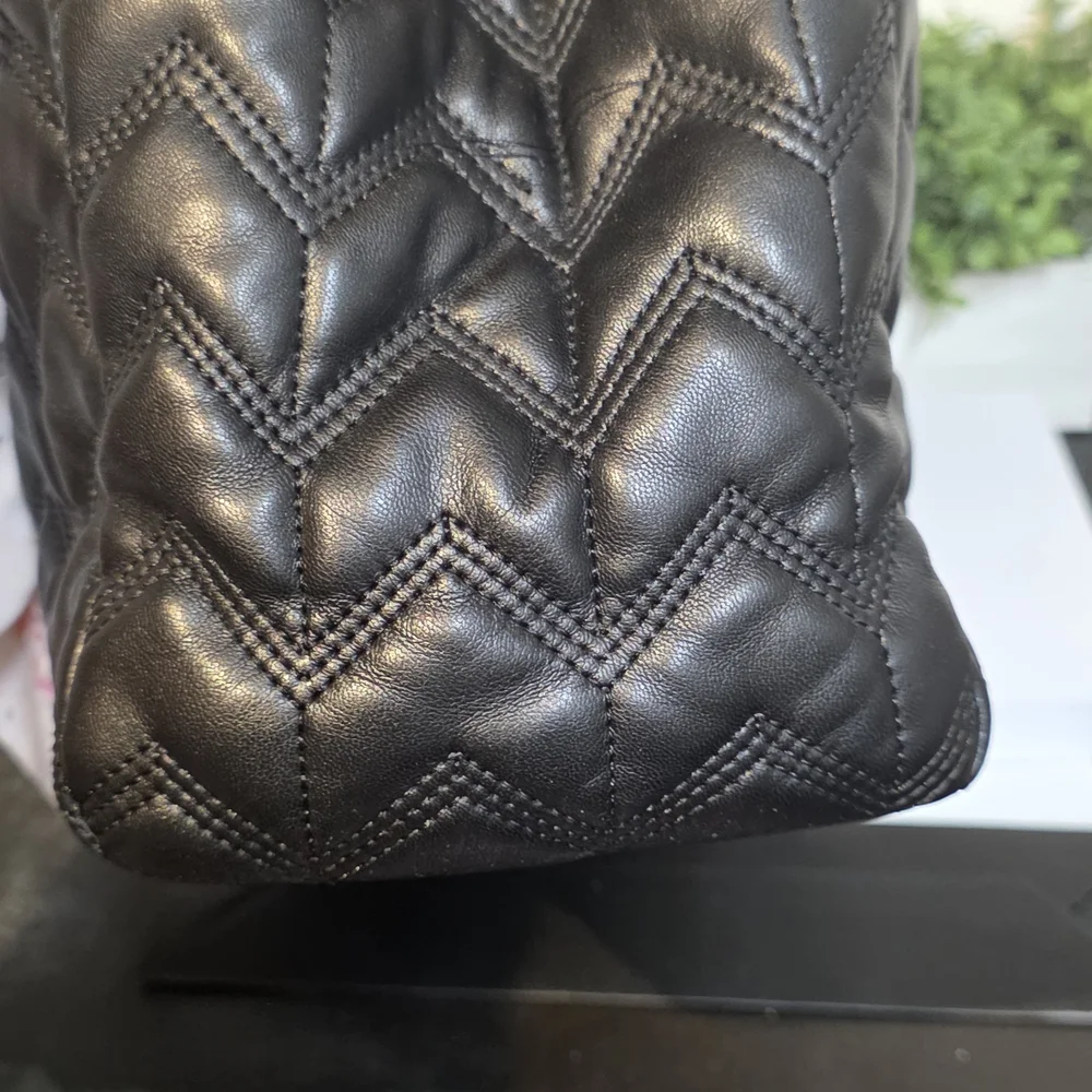 Betsey Johnson Black Quilted Shoulder Bag with Floral Accent - Picture 5 of 10